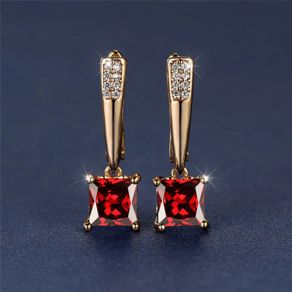 Geometric Crystal Antique Black Zircon Square Stone Earrings