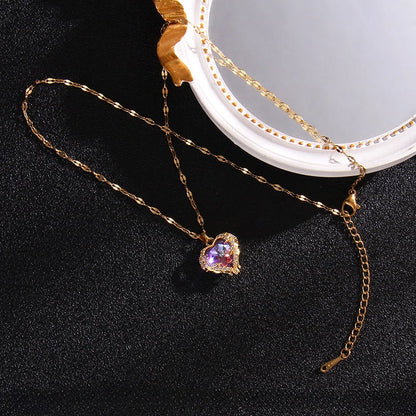Luxury Colorful Crystal Ocean Heart Necklace