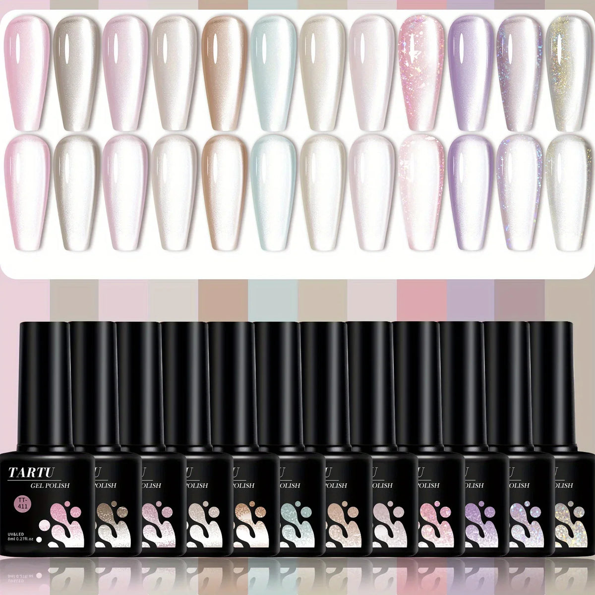 12pcs 8ml Cat Eye Gel Nail Polish Nude Pink Red brown Glitter Gel Polish Set