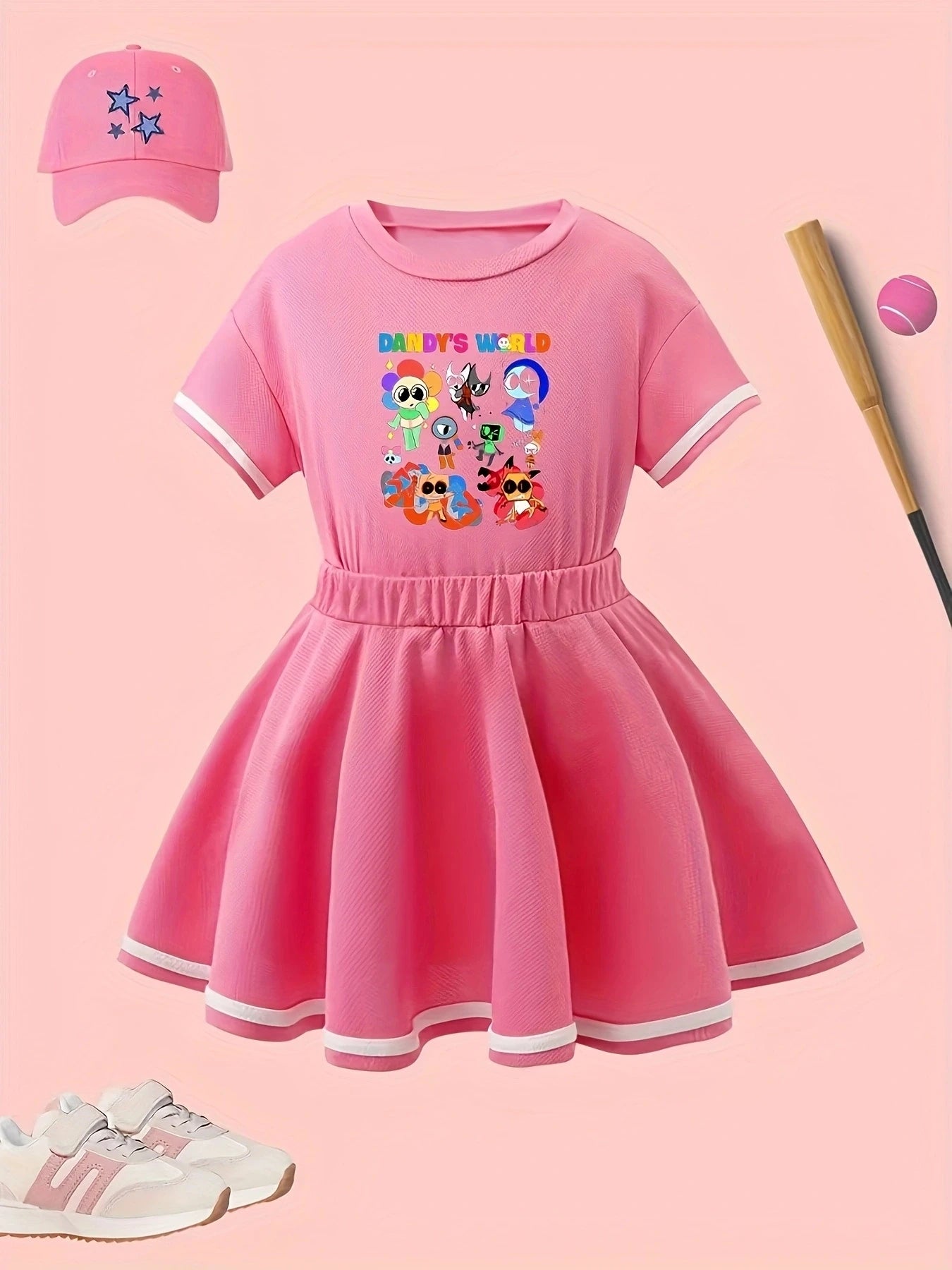DADY'S WORLD Printed Baseball Skirt Set