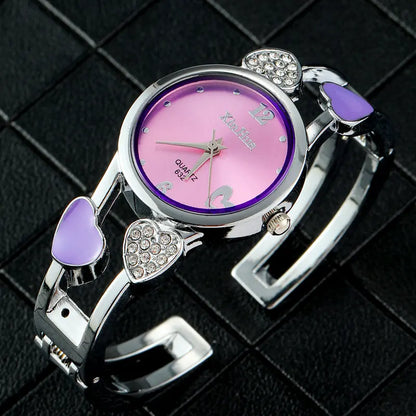 Vintage Heart Quartz Silver Classic Crystal Stainless Steel Luxury Watch