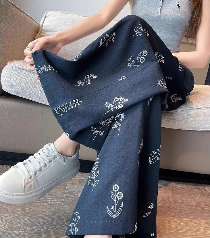 Retro Comfortable Pants Printed Thin Office Pants