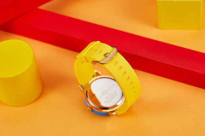 Rainbow rotating dial silicone strap watch