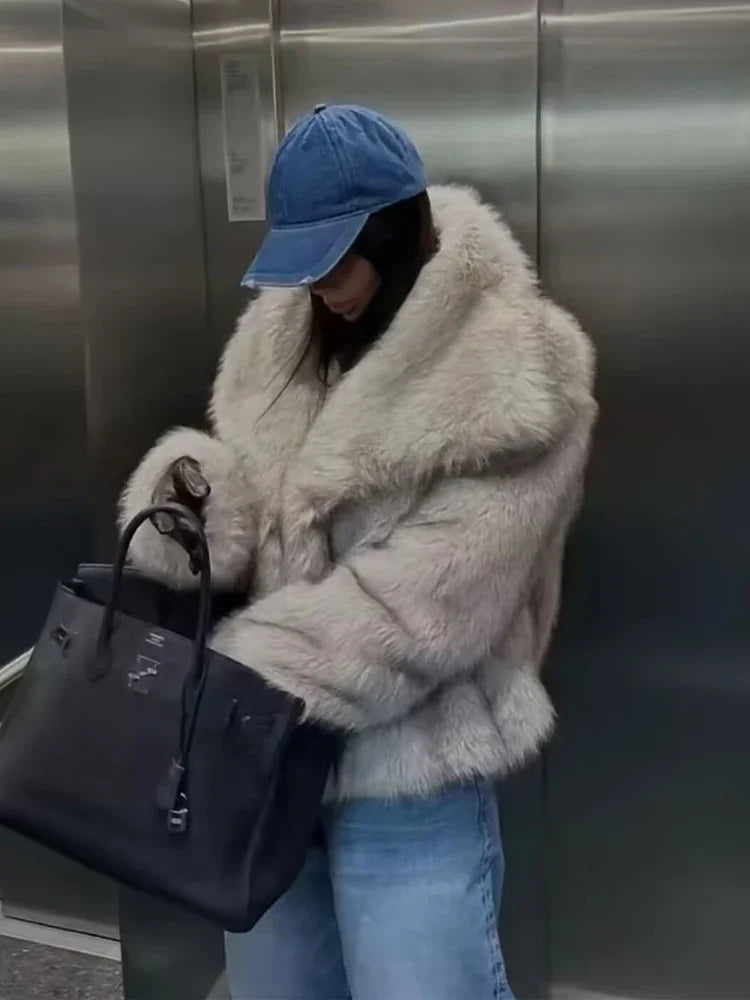 Faux Fur Coat Plush Fluffy Coats