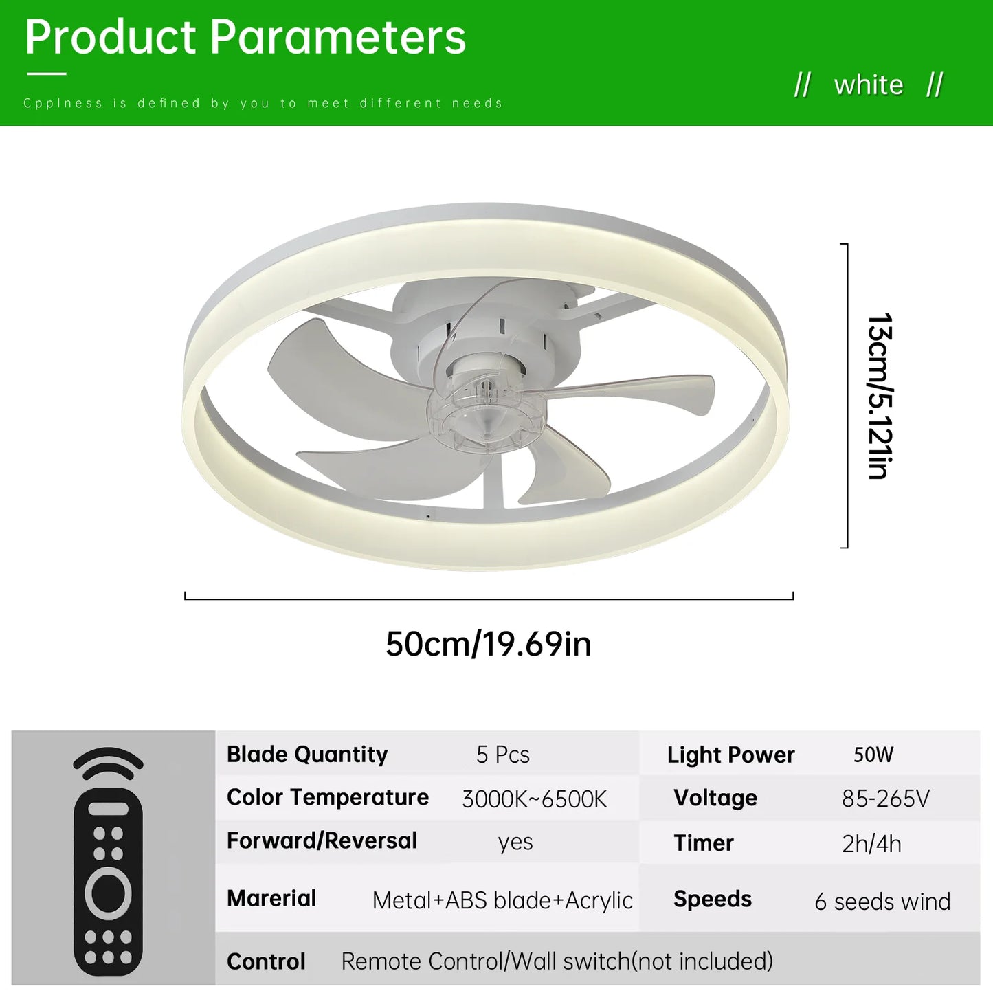 Ceiling Fan (With Lighting) Silent LED Dimmable Ceiling Fan