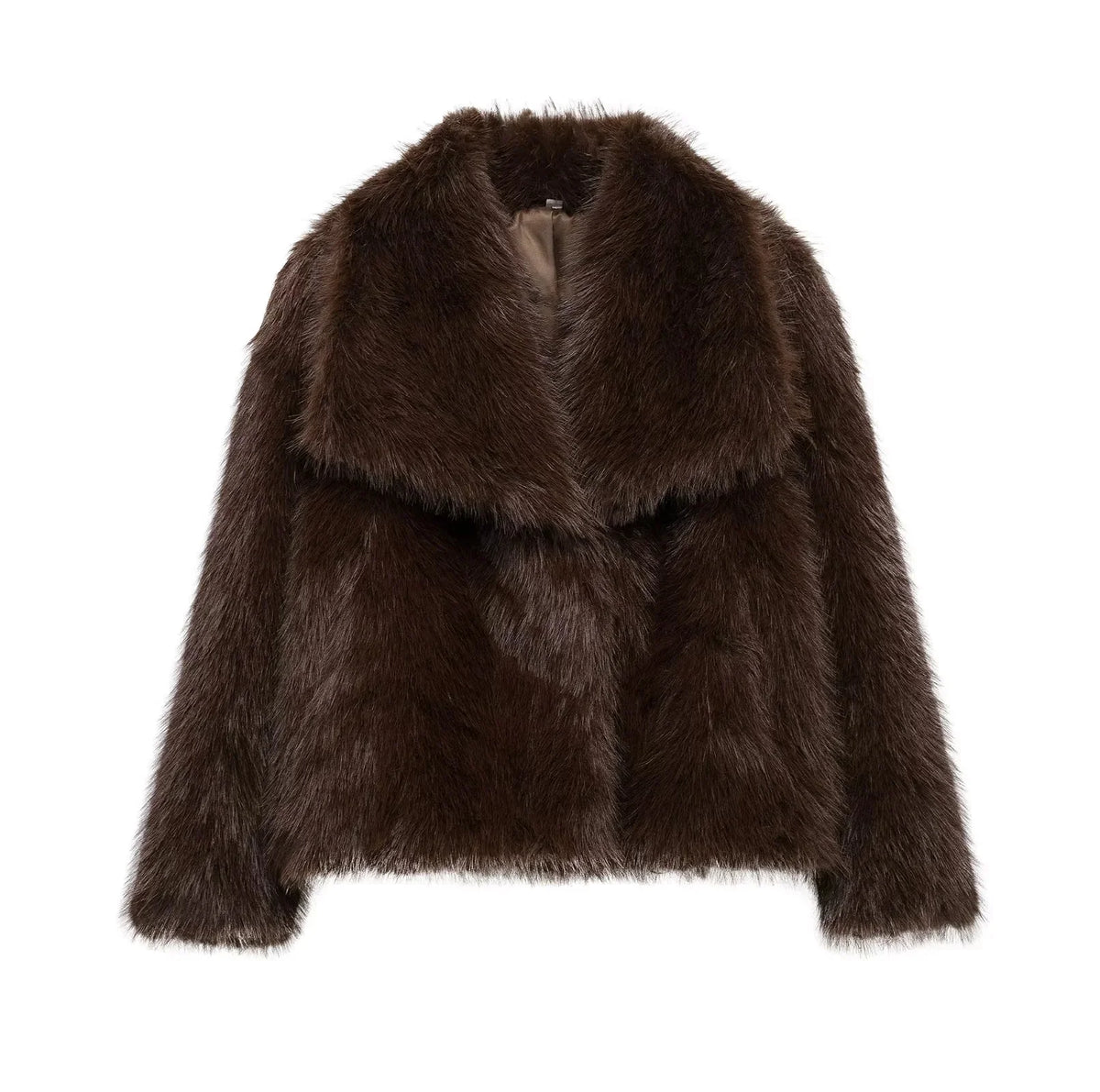 Spring Summer Casual Faux Fur Brown Warm Oversized Elegant Coats