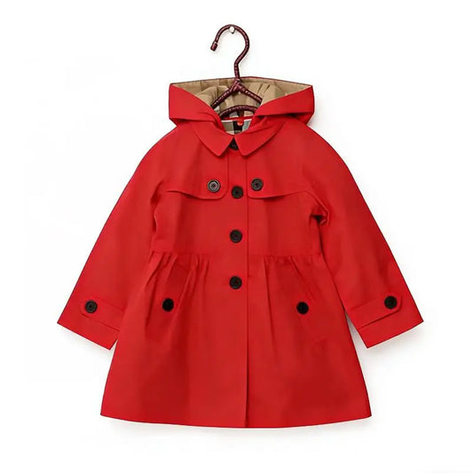 Korean spring and autumn cardigan long casual hooded jacket 2-12Y