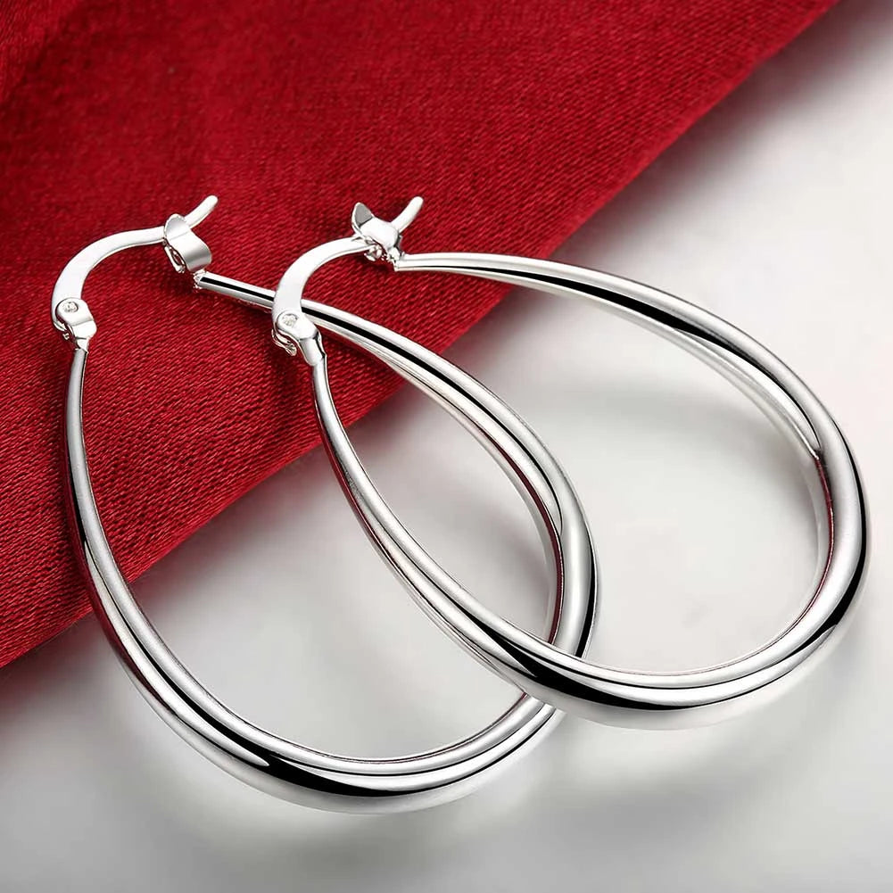 DANA 925 Sterling Silver Smooth Circle Big Hoop Earrings