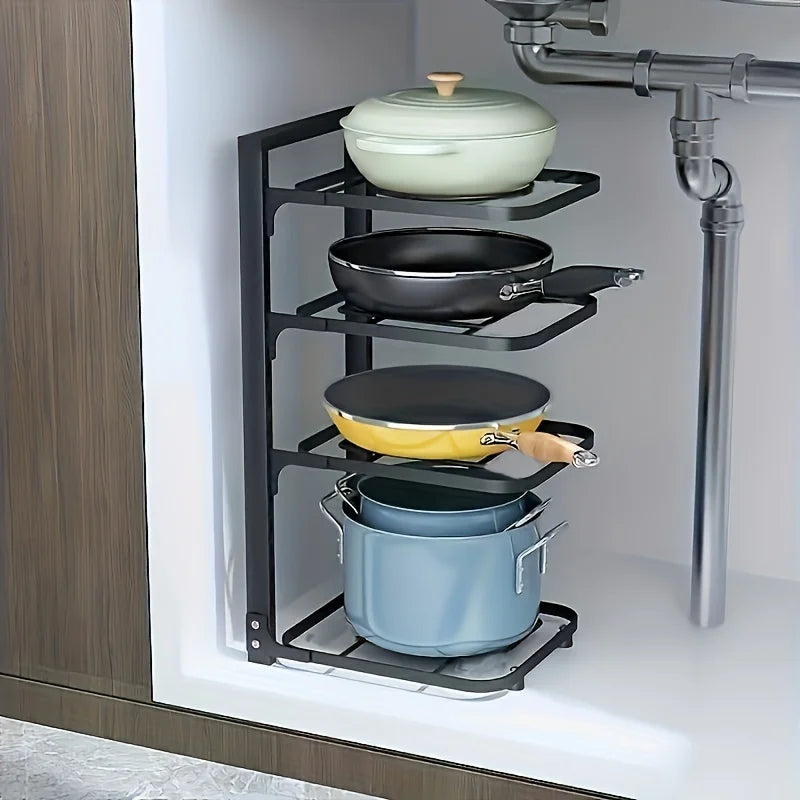Adjustable Pot Rack Organizer Kitchen Stainless Steel Pot Storage Rack