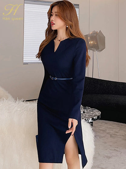 Split Sheath Casual Pencil Bodycon Casual Dress