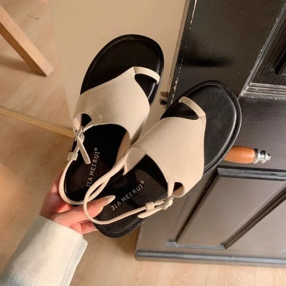 Suede Clip Toe Slingback Sandals Buckle Strap Sandals