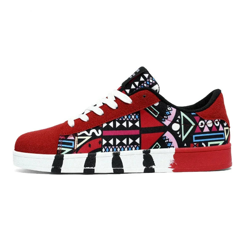 Running Canvas Geometric Style Sneakers