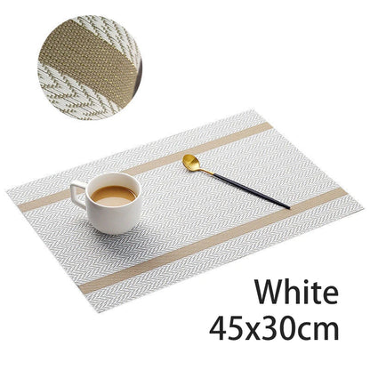 Striped PVC Table Mat Woven Waterproof
