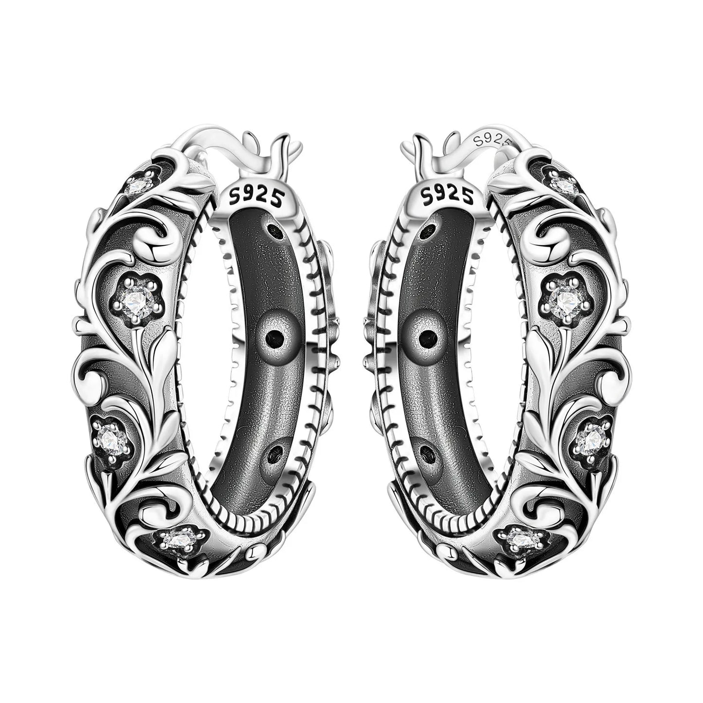 Orstarry Original 925 Sterling Silver Blue Iris Flower Earrings