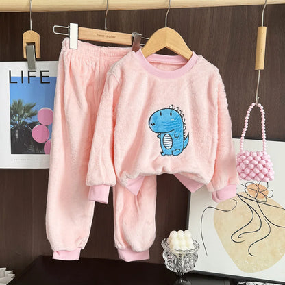 Bear Leader Coral Fleece Pajama Winter Plus Velvet Thick Flannel Sleepwear Set