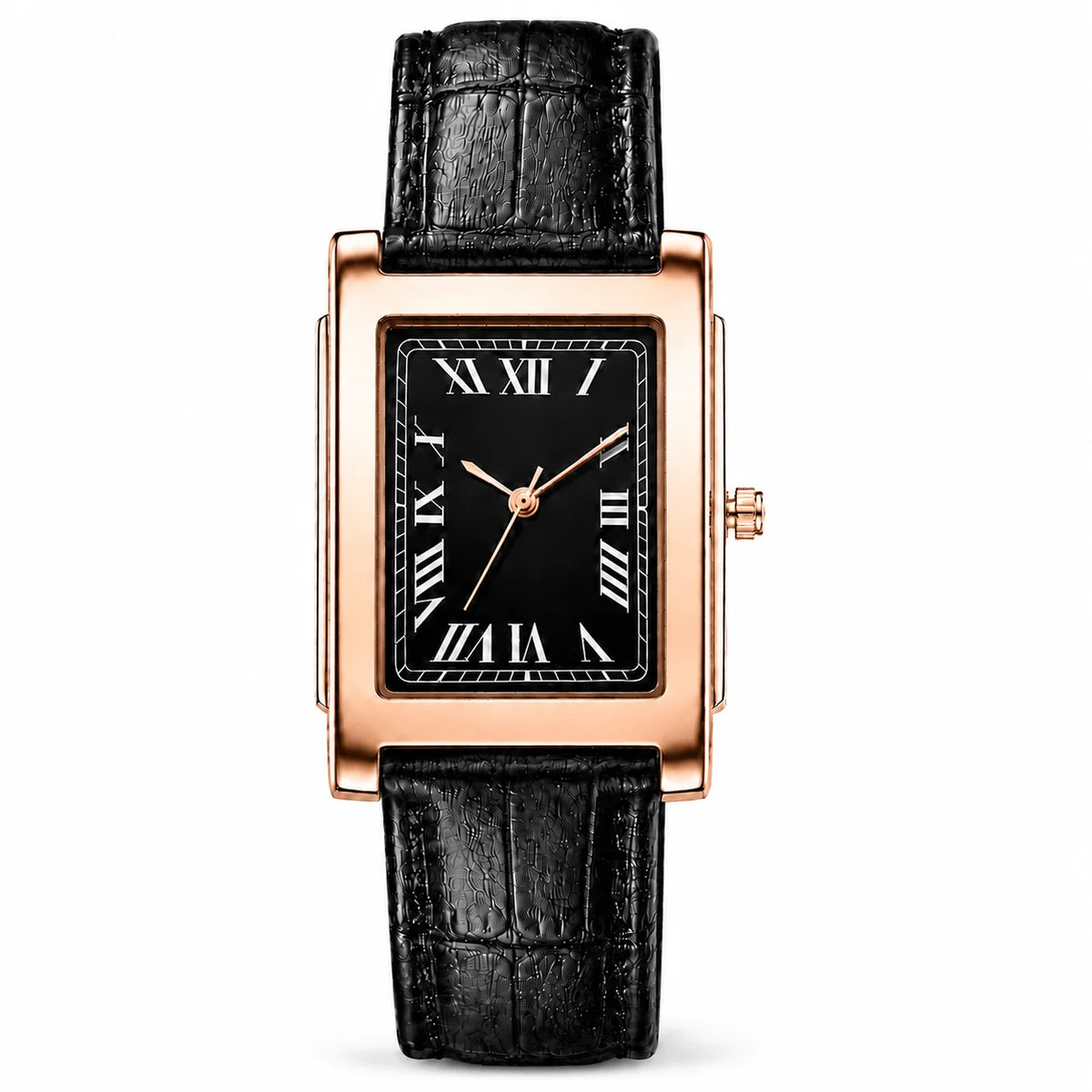 Retro Square Classic Roman Dial Leather Strap Watches
