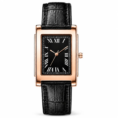 Retro Square Classic Roman Dial Leather Strap Watches