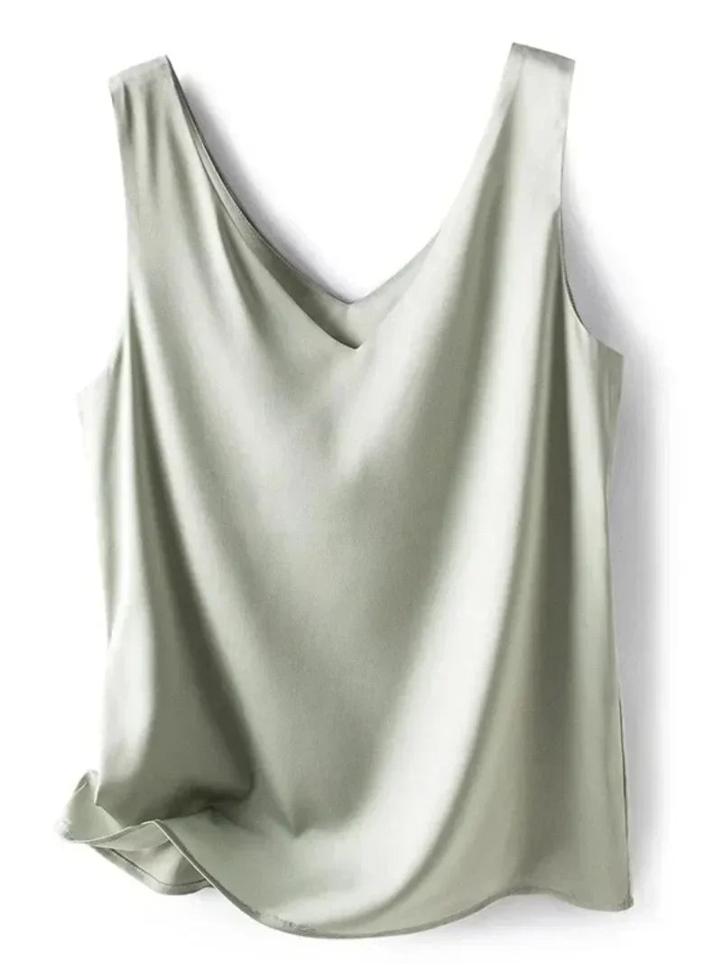 Elegant SILK Satin Sleeveless Blouse