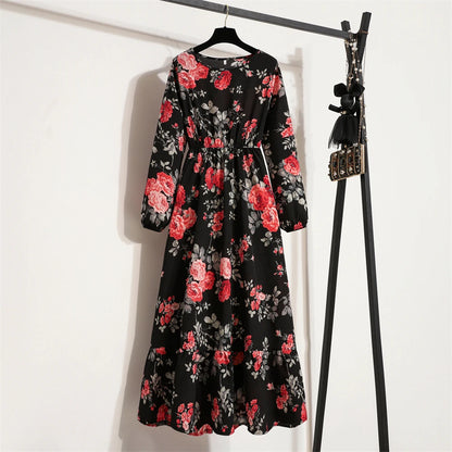 Maxi Casual Full Sleeve Floral Printed Dress