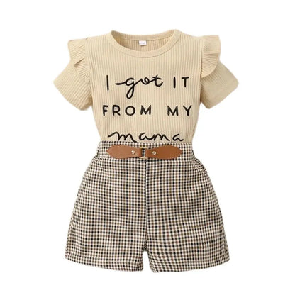 Toddler Baby Girl Letter Print Short Sleeve Set
