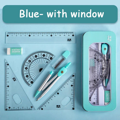 7 Pcs/set Mathematical Rulers Set Multi-function Professional Compass Ruler