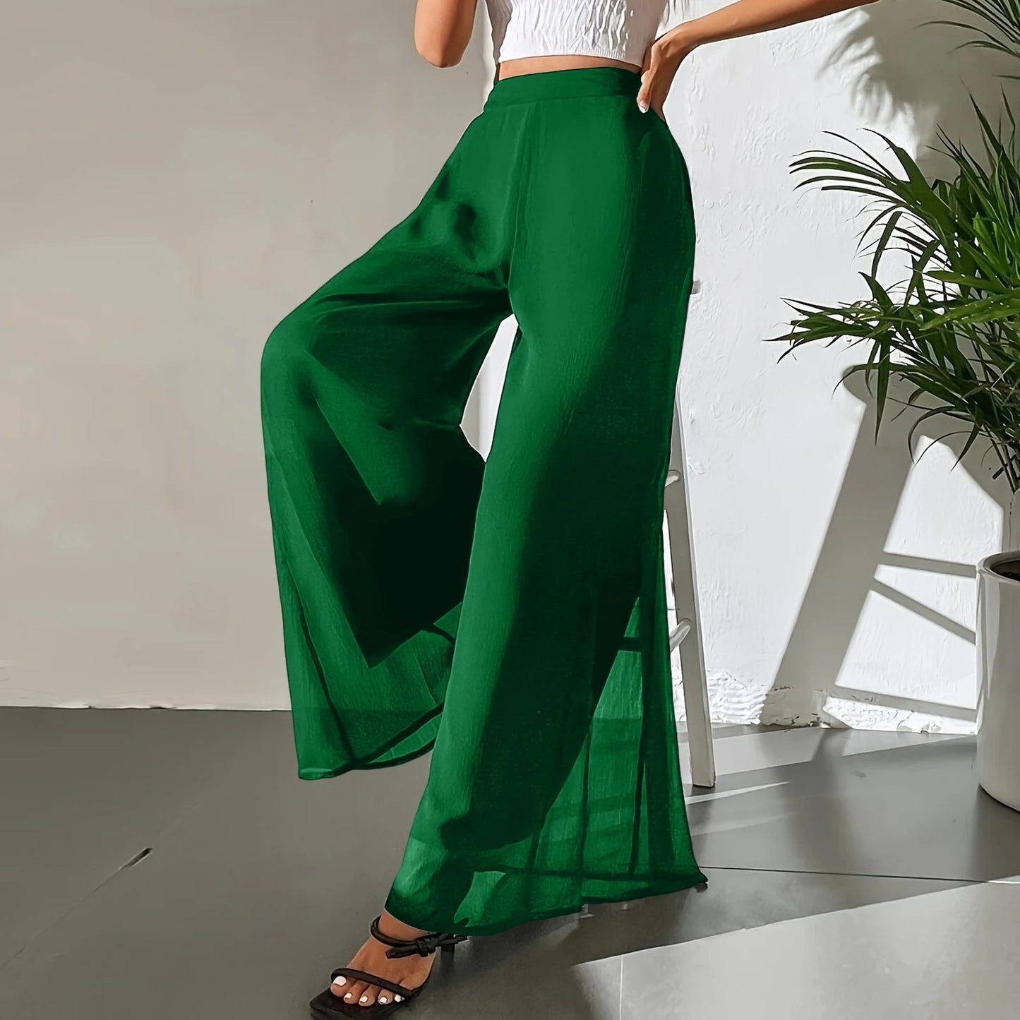 Loose Ice Silk Chiffon Wide Legged Straight Pants