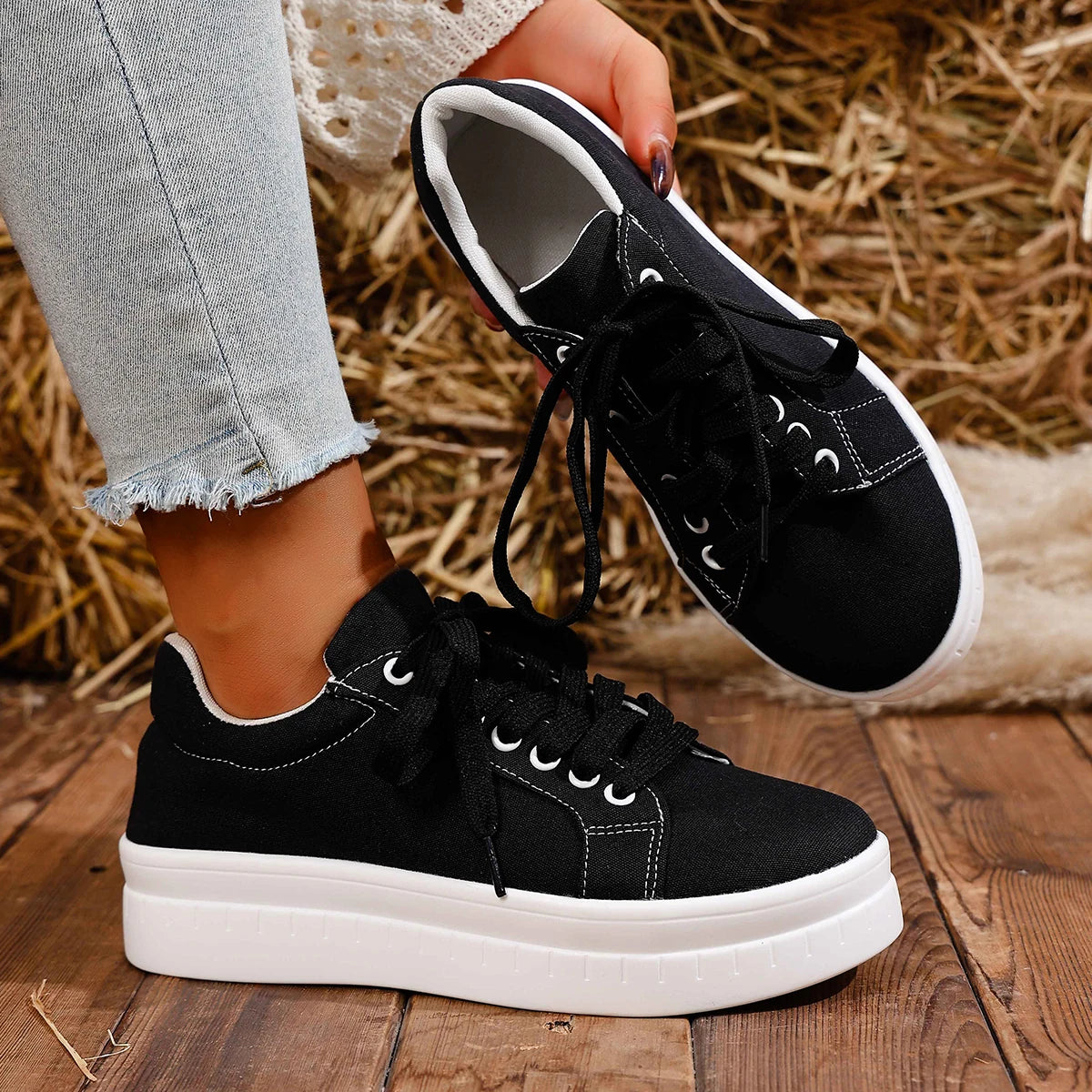 Casual Lace Up Platform Tennis Sport Sneakers