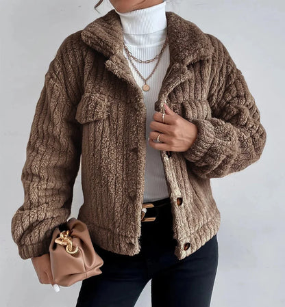 Rabbit plush coat lapel shirt plus plush plush coat