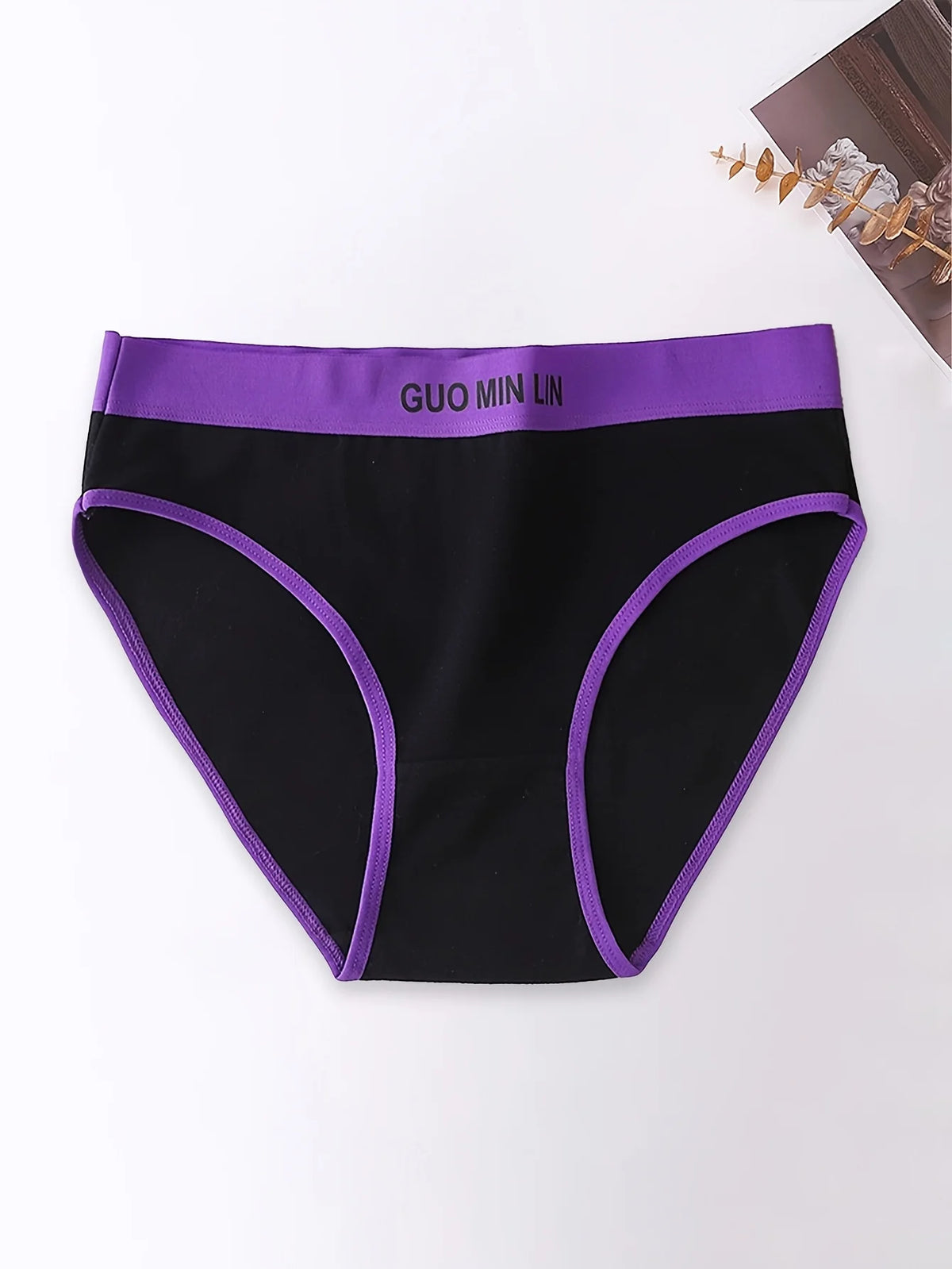 5PCS Simple Letter Cotton Mid-waist Traceless Triangle Panties