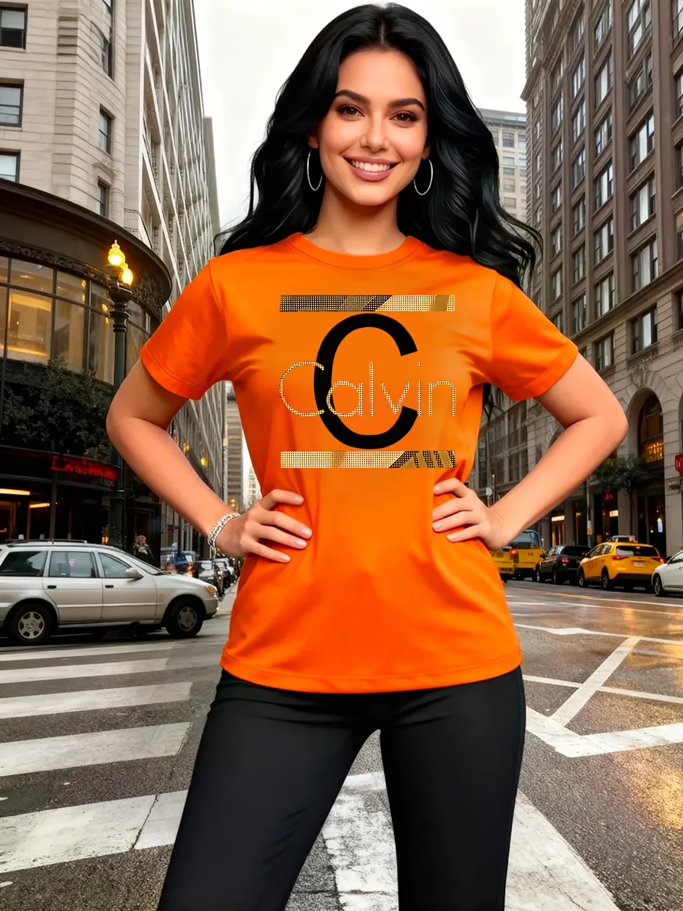 Calvin Letter Print Top T-Shirt