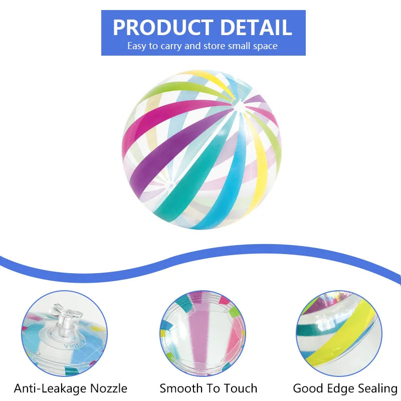 1pc Transparent Colorful Stripe Inflatable Beach Balls Toys