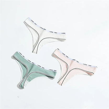 3pcs Ribbed Cotton G String Lingerie