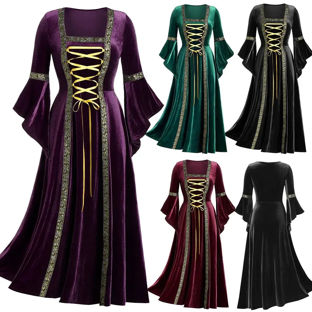 Halloween Costumes Long Sleeve Medieval Cosplay Dress