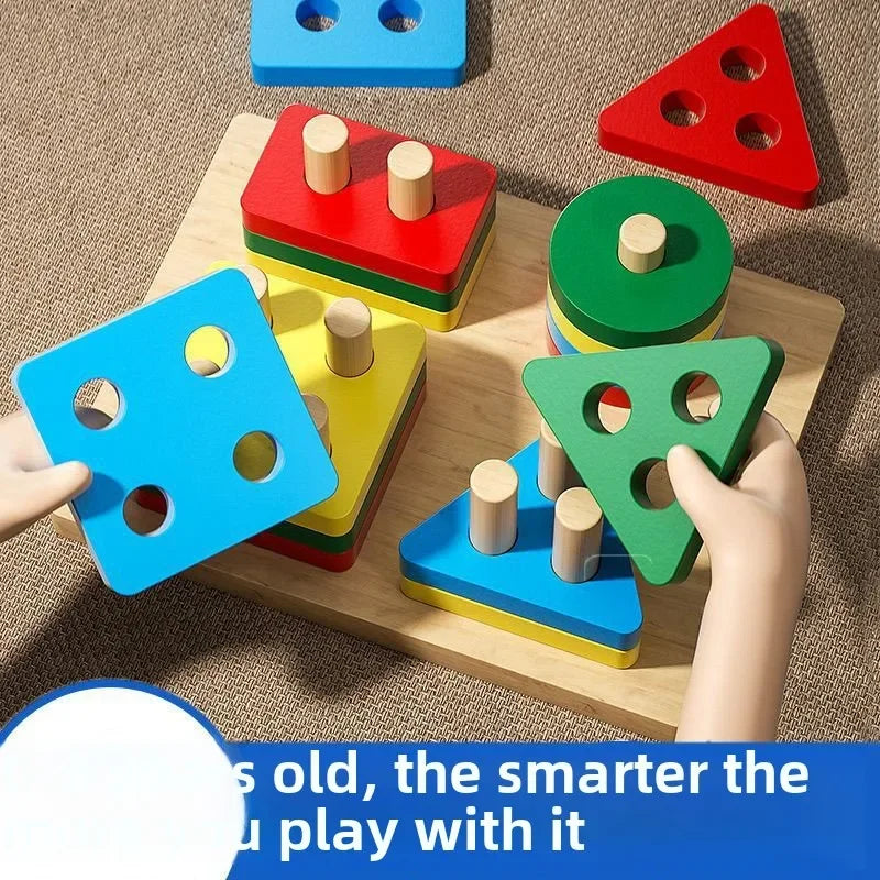Montessori Wooden Sorting Stacking Puzzle Skill Toy