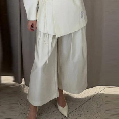 Long Sleeve Jacket High Waist Straight Trousers Casual Chic Sets