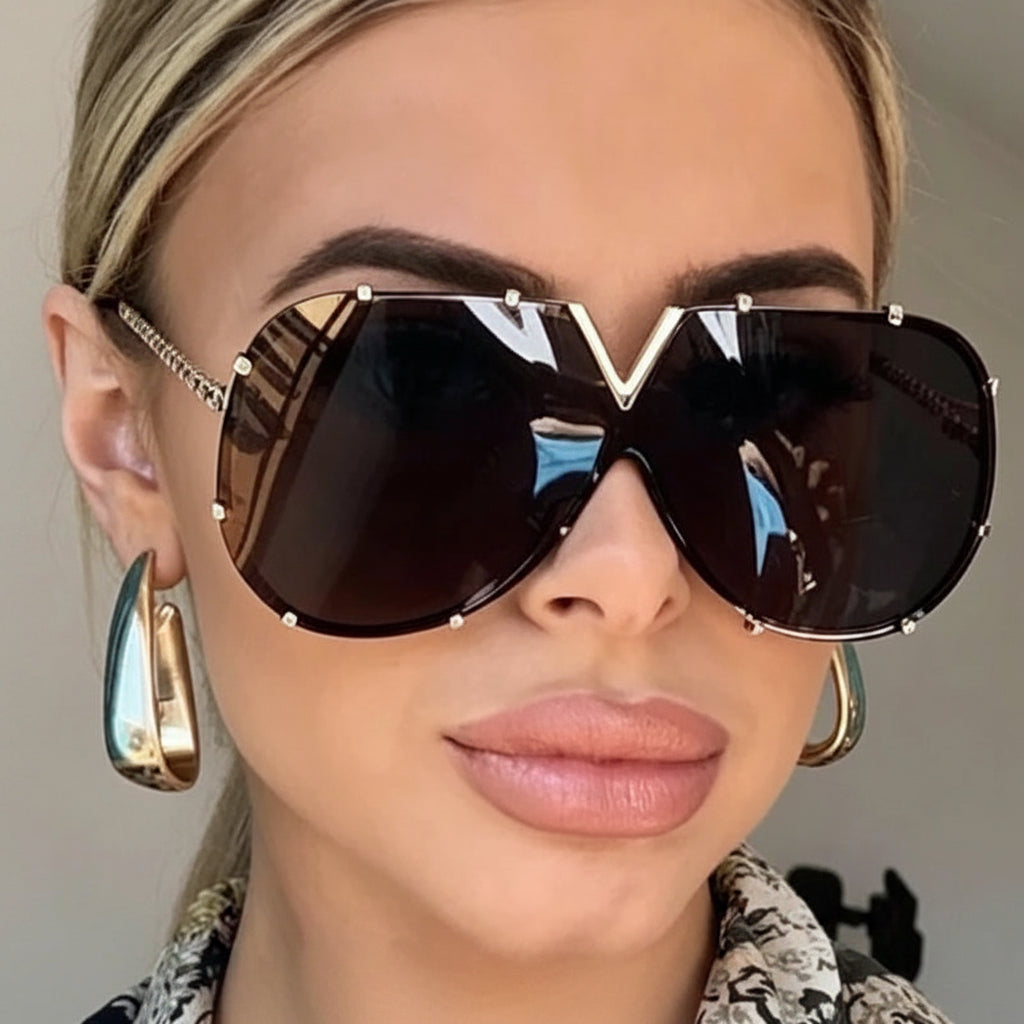 Metal Oversized Pilot Outdoor Windproof Sunglasses