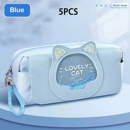 Kawaii Quicksand Pencil Case Large Capacity Pen Box