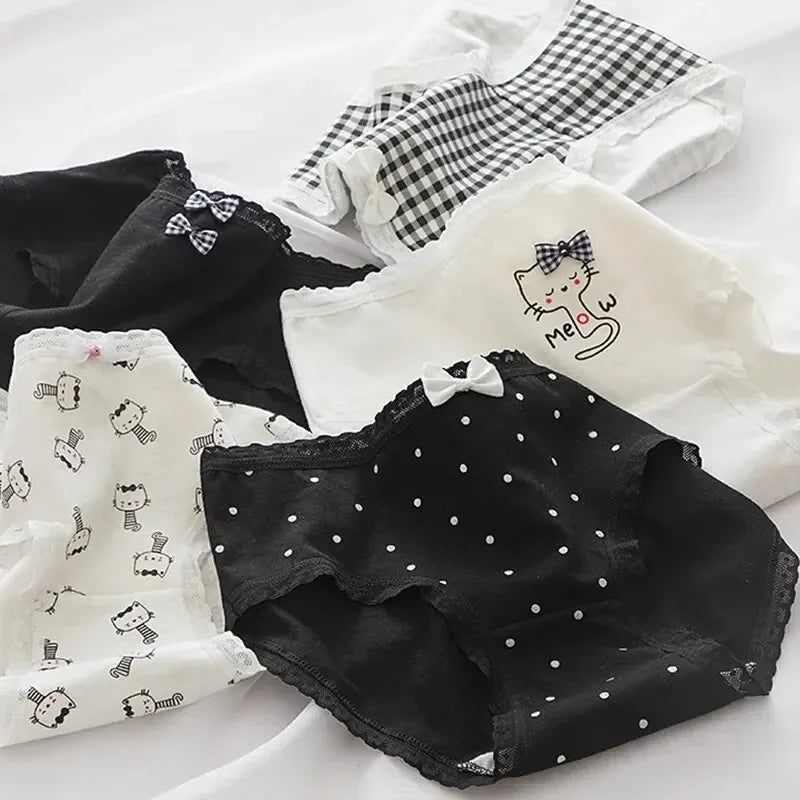 5Pcs/set Cotton Cartoon Cute Short Soft Underpants Sexy Lingerie M-XL