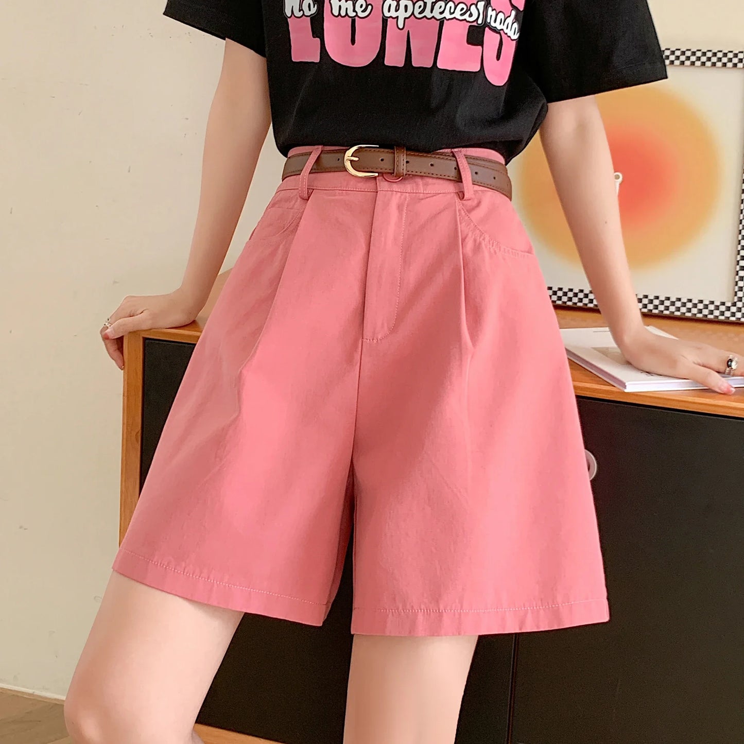 High Waist Cotton Linen Wide Leg Pants