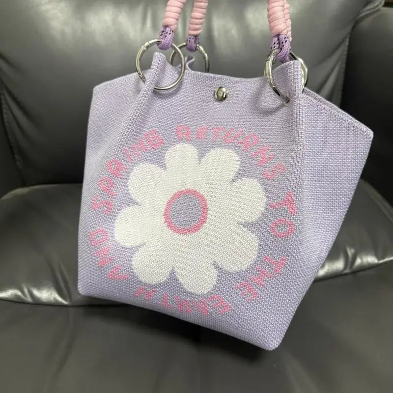 Versatile Cute Knitted Handbag With 3D Magnetic Snap Handbag Clutch Bag