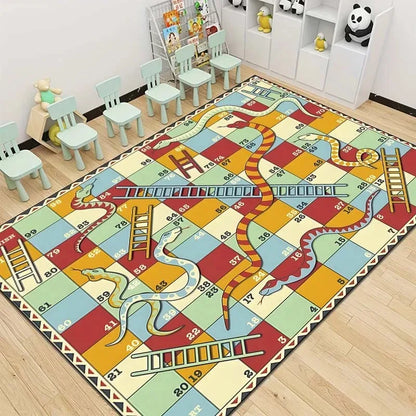 Snakes and Ladders Game Pattern Carpet Floor Mat