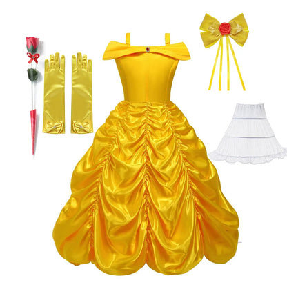 Off Shoulder Yellow Princess Costume Cosplay Dress