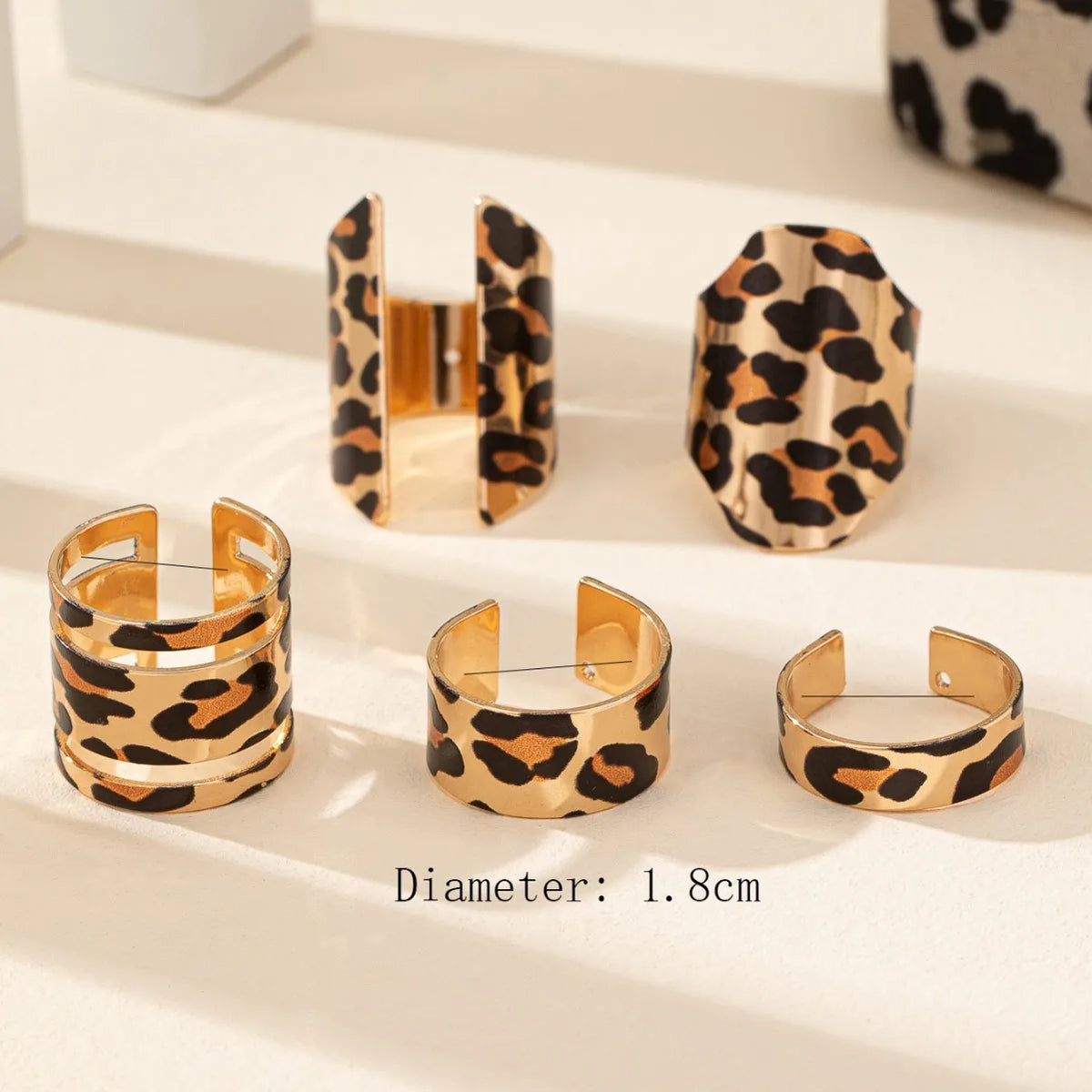 5PCS Set Personalized Printed Leopard Print Ring Set