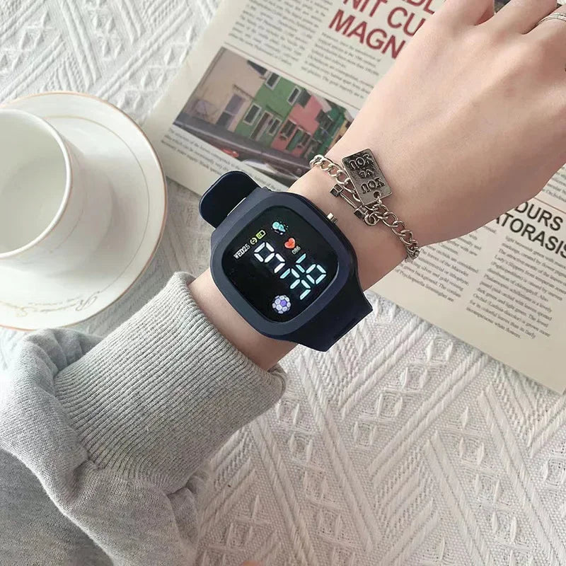 Electronic LED Digital Watch Casual Big Dial Silicone Watch Sports