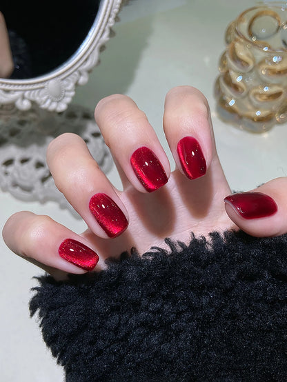 10ml/Bottle Ruby Red Cat Eye Gel Nail Polish Wine Red Cherry Dopamine Glitter Nail Gel