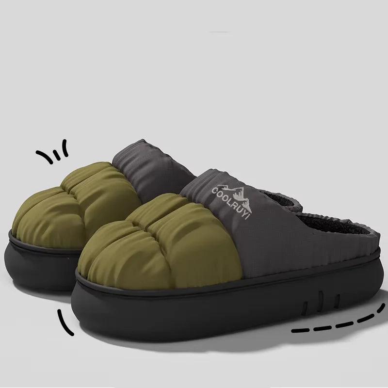 Long Plush Thick Warm Winter Waterproof Unisex Non Slip Cotton Slippers