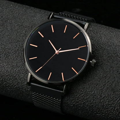 Luxury Metal Mesh Quartz Elegant Rose Gold Wristwatch