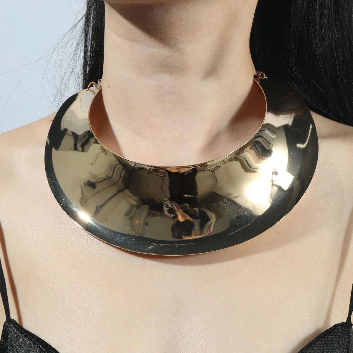 African Choker Neck Chain Collar Punk Exaggerated Gold Color Metal Necklace