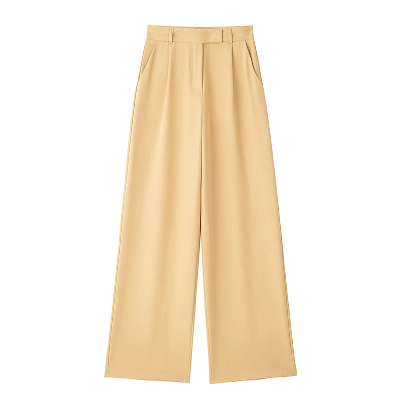 Front Zipper Straight High Waist Chic Pants