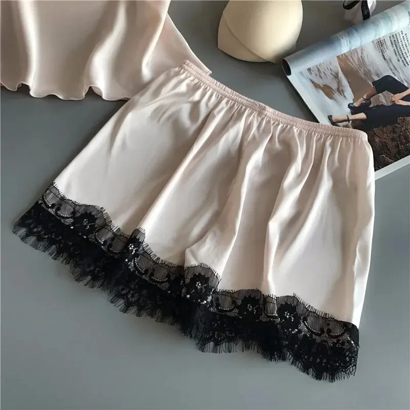 Lace Sexy Sleep Shorts Sleepwear Pyjamas Set
